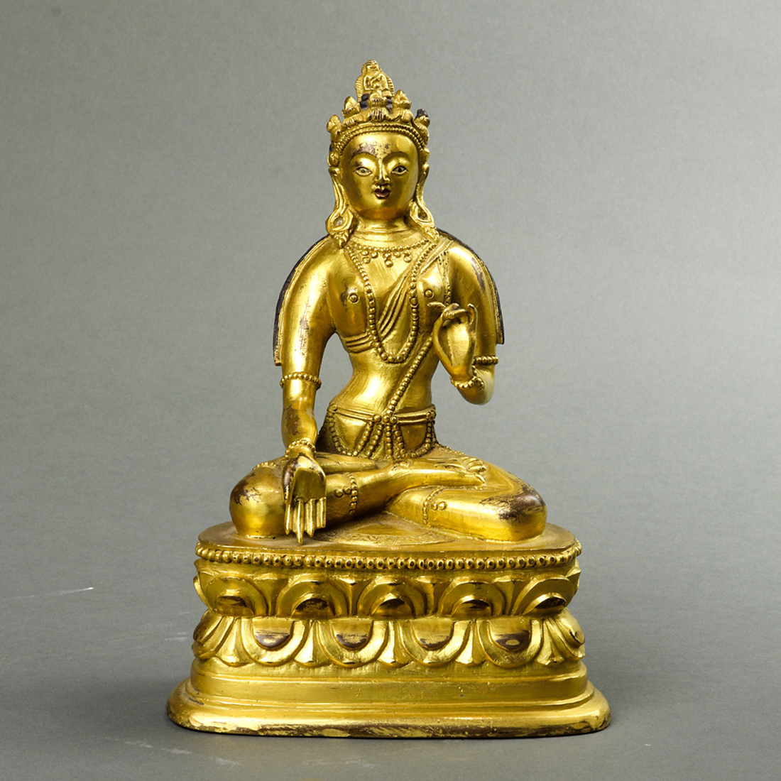 SINO-TIBETAN GILT BRONZE FIGURE