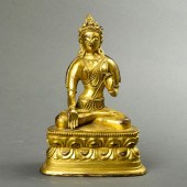 SINO-TIBETAN GILT BRONZE FIGUR