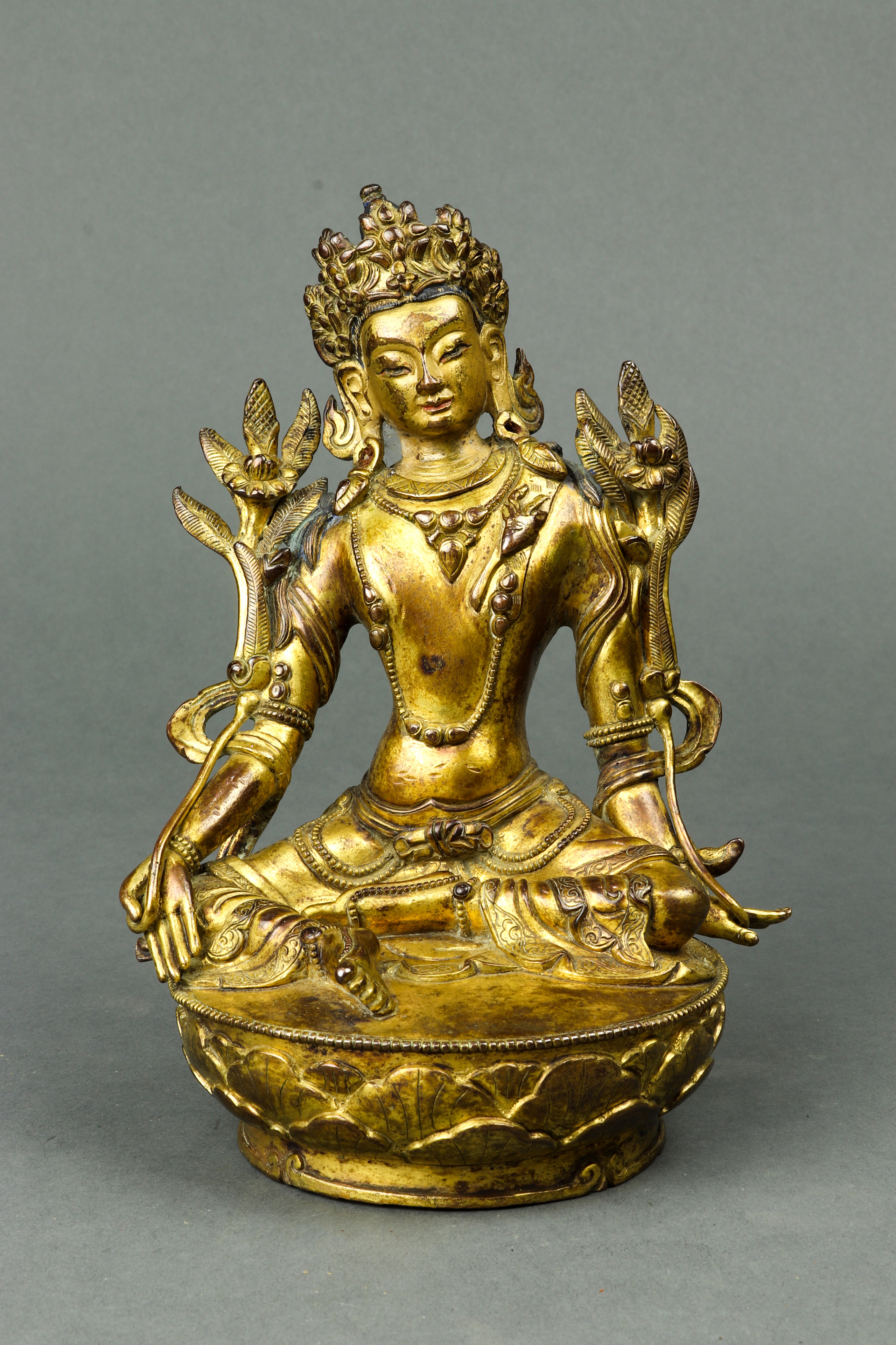 SINO-TIBETAN GILT BRONZE FIGURE
