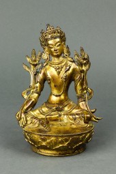 SINO-TIBETAN GILT BRONZE FIGUR