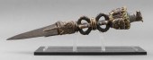 SINO-TIBETAN GILT BRONZE PHURB