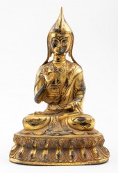 SINO-TIBETAN GILT BRONZE STATU