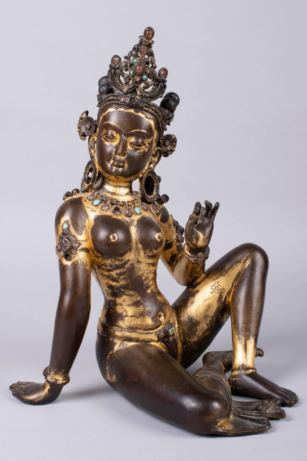 SINO-TIBETAN PARCEL-GILT BRONZE