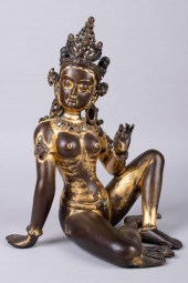 SINO-TIBETAN PARCEL-GILT BRONZ