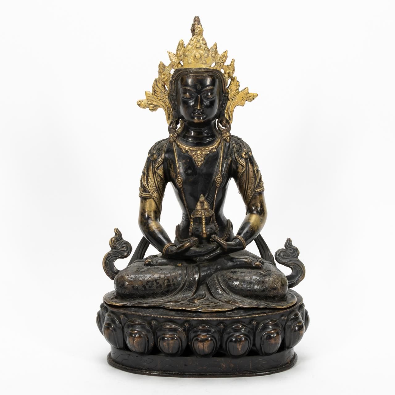 SINO-TIBETAN PARCEL GILT BRONZE