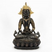 SINO-TIBETAN PARCEL GILT BRONZ