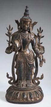 SINO-TIBETAN PATINATED BRONZE