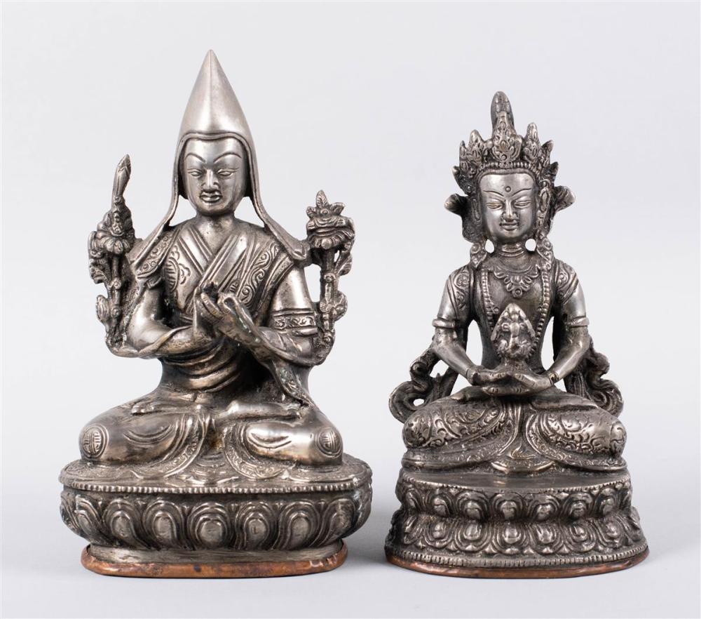 SINO-TIBETAN SILVERED BRONZE SEATED
