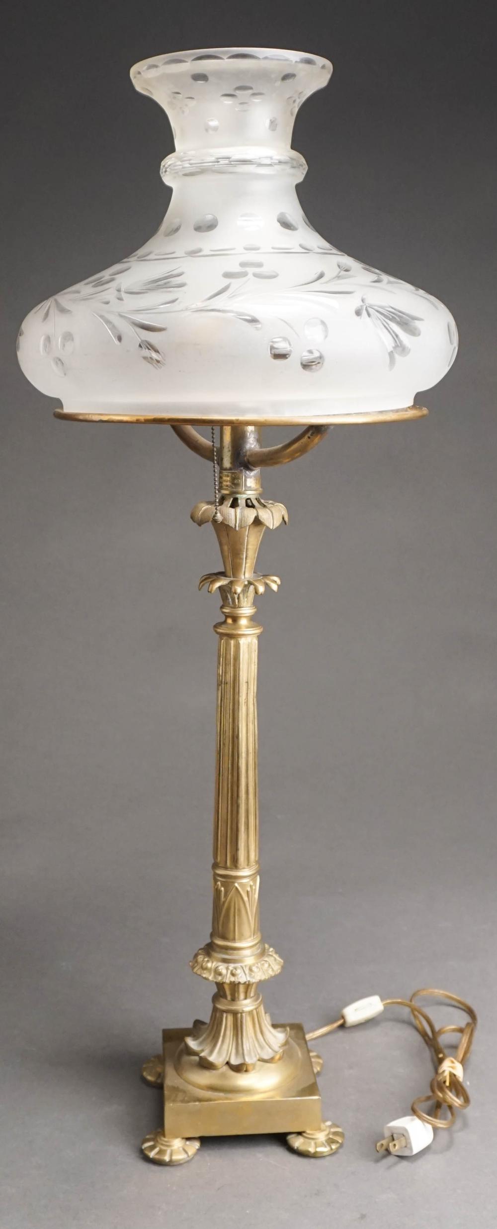 SINUMBRA BRASS LAMP WITH ETCHED