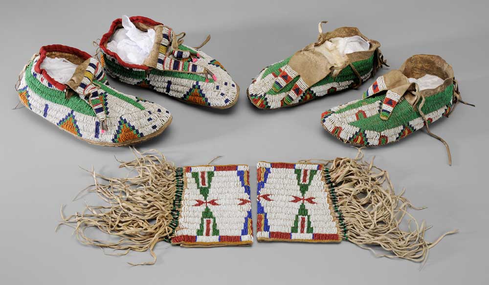 Sioux Beaded Arm Cuffs, Moccasins