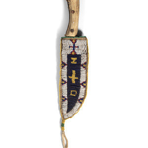 Sioux Beaded Buffalo Hide Knife