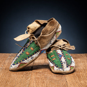 Sioux Beaded Buffalo Hide Moccasins