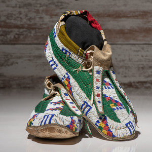 Sioux Beaded Hide Moccasins ca 1900