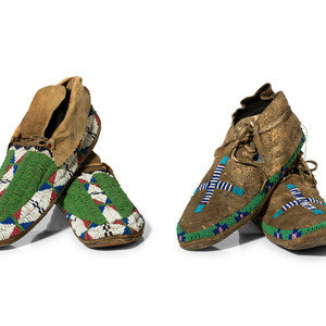 Sioux Beaded Hide Moccasins late
