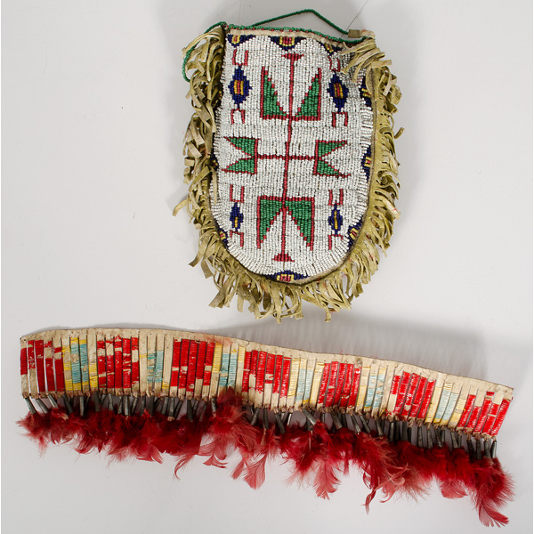 Sioux Beaded Hide Pouch and Quilled