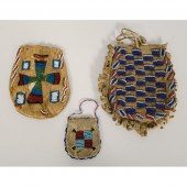 Sioux Beaded Hide Pouches lot