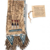 Sioux Beaded Hide Tobacco Bag,