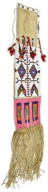 SIOUX BEADED & QUILLED HIDE TOBACCO