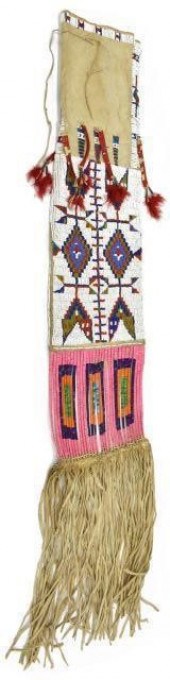 SIOUX BEADED & QUILLED HIDE TO