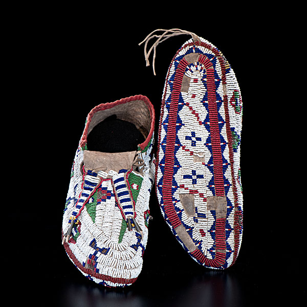 Sioux Fully Beaded Hide Moccasins