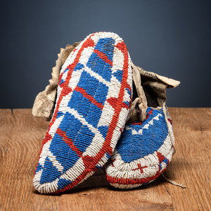 Sioux Fully Beaded Hide Moccasins