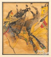 SIOUX INDIAN LEDGER ART DRAWIN