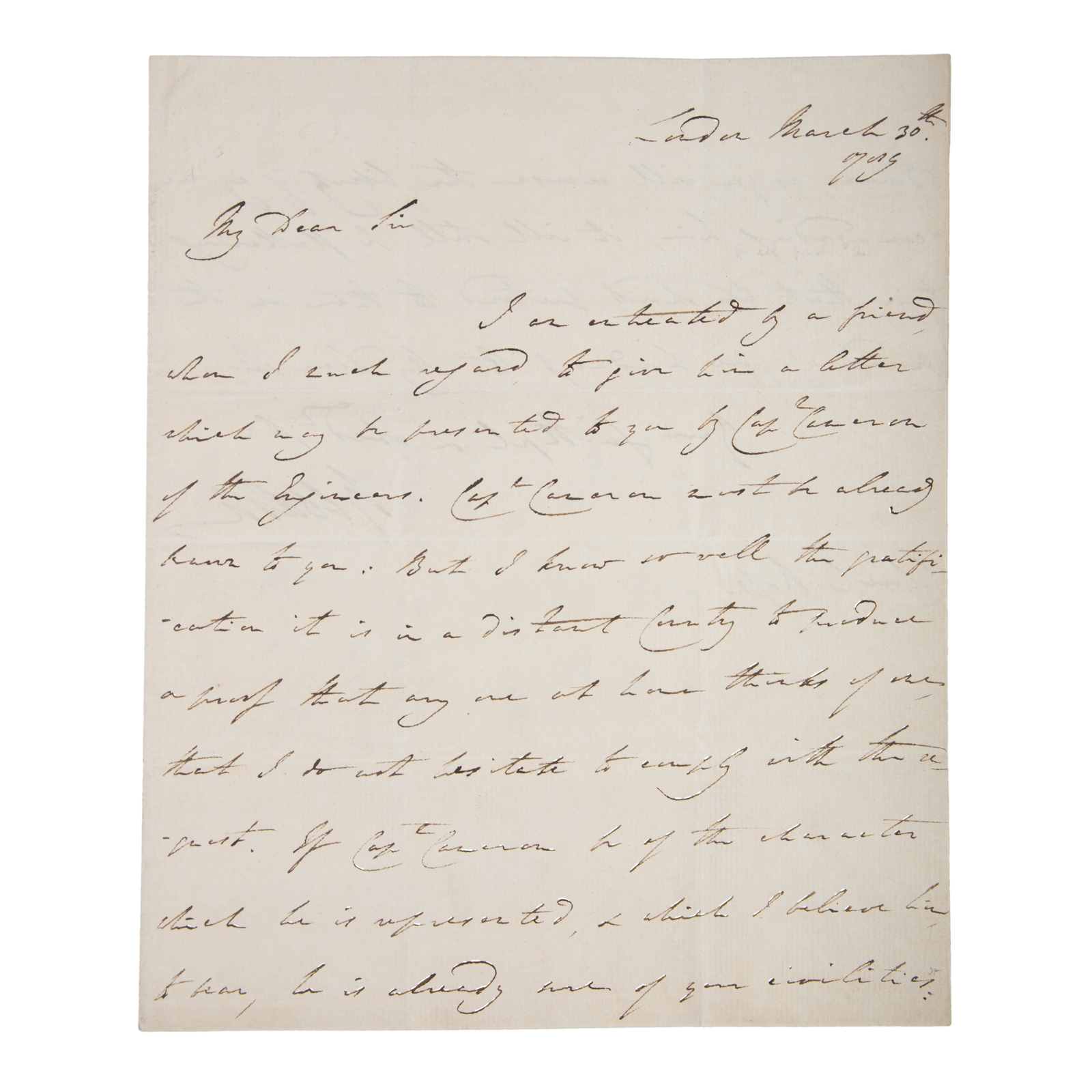 SIR FRANCIS RAWDON HASTINGS, ALS,