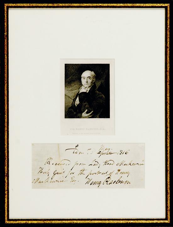 Sir Henry Raeburn signed letter