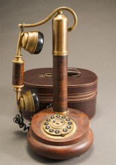SITEL WOOD AND BRASS TELEPHONE