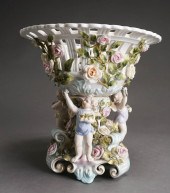 SITZENDORF FLORAL ENCRUSTED PO