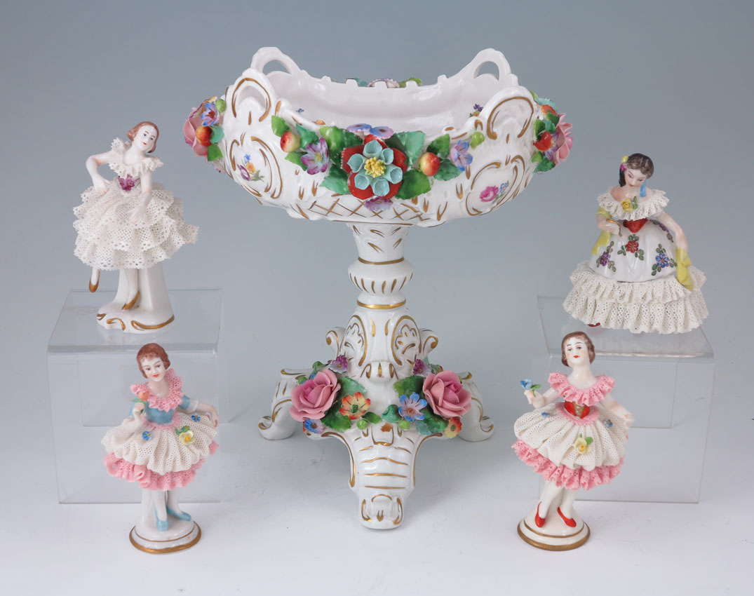 SITZENDORF FLOWER ENCRUSTED COMPOTE