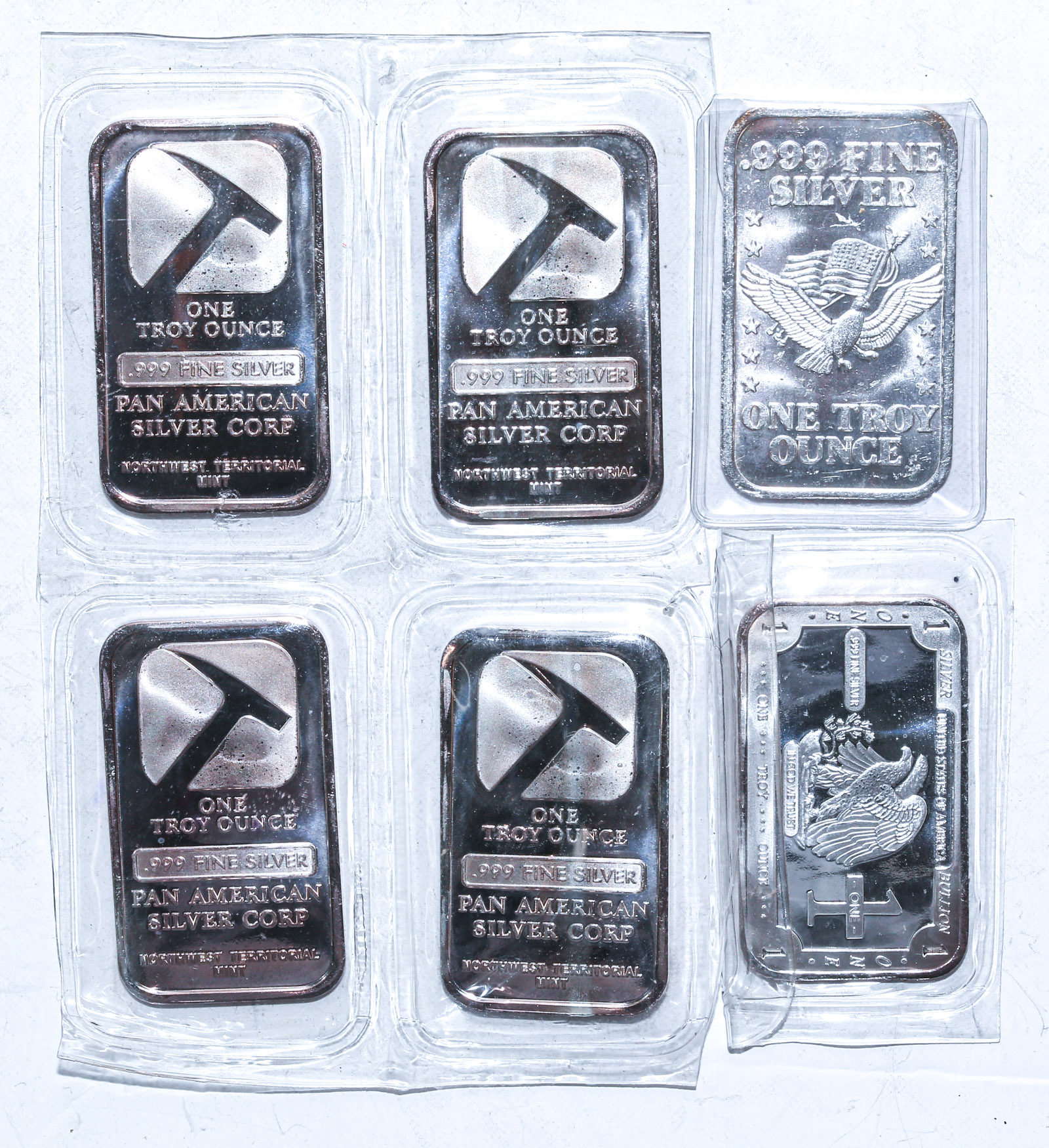 SIX 1 OUNCE .999 SILVER BARS Four