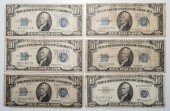 SIX $10 SILVER CERTIFICATES, F