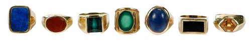 SIX 14KT. GEMSTONE RINGSassorted