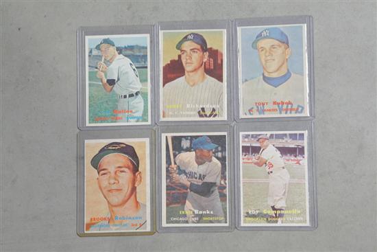 SIX 1957 TOPPS BASEBALL CARDS. #