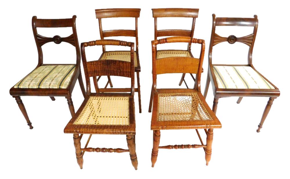 SIX 19TH C. AMERICAN SIDE CHAIRS,