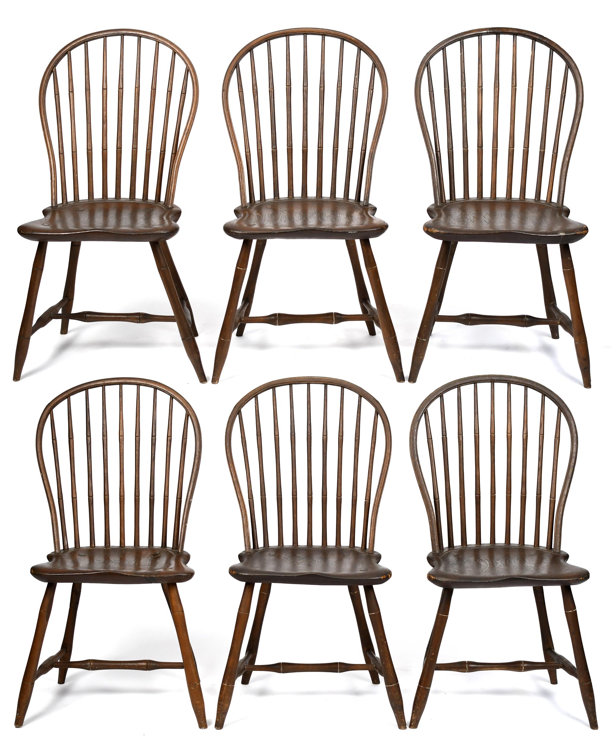 SIX 19TH C. BOW BACK WINDSOR