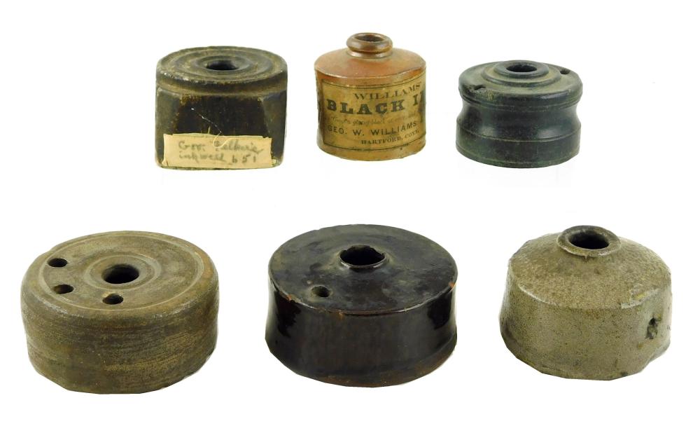 SIX 19TH C. INKWELLS, INCLUDING:
