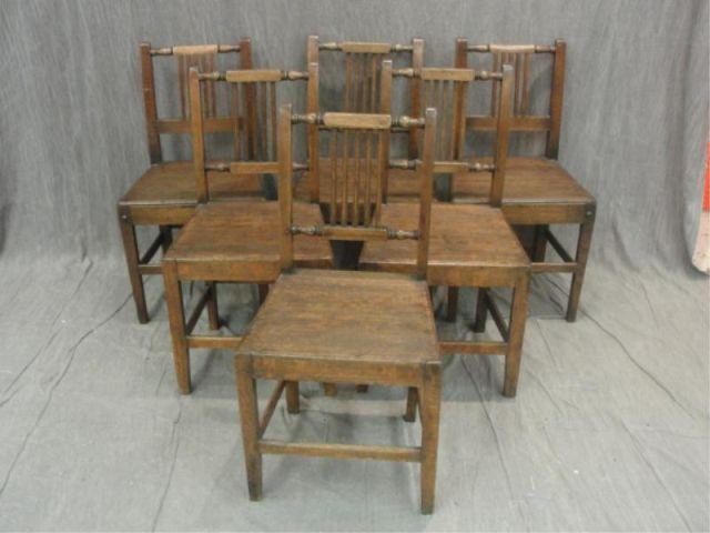 Six 19th Cent Wood Chairs. From a