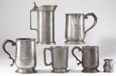 Six 19th century Pewter Articl