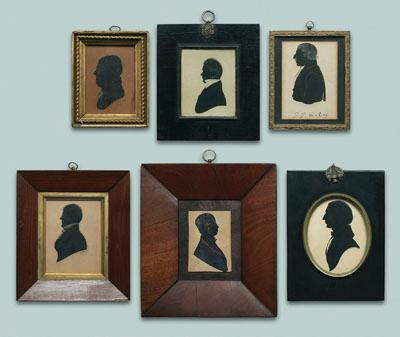 Six 19th century silhouettes,