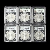 SIX (6) GRADED $1 SILVER AMERI