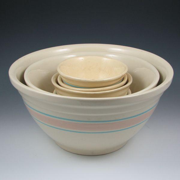 Six (6) McCoy banded mixing bowls