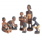 SIX AFRICAN CARVED AND PAINTED