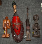 SIX AFRICAN CARVED WOOD ARTIFA