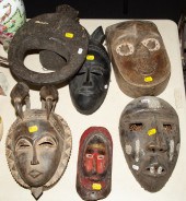 SIX AFRICAN MASKS 20th century