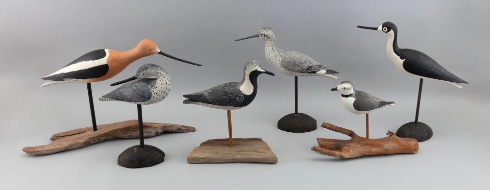 SIX AL WHITE SHOREBIRD CARVINGS