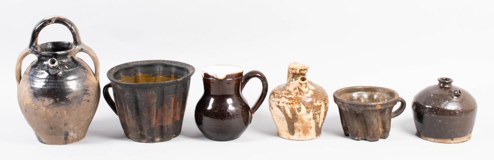 SIX ALBANY BLACK AND BROWN GLAZED