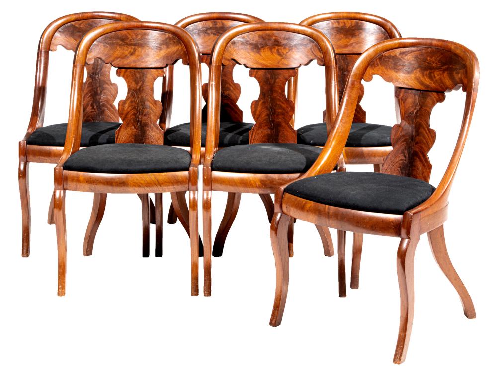 SIX AMERICAN CARVED MAHOGANY