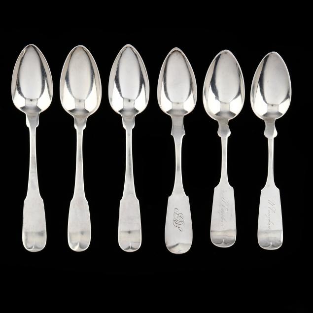 SIX AMERICAN COIN SILVER SPOONS,